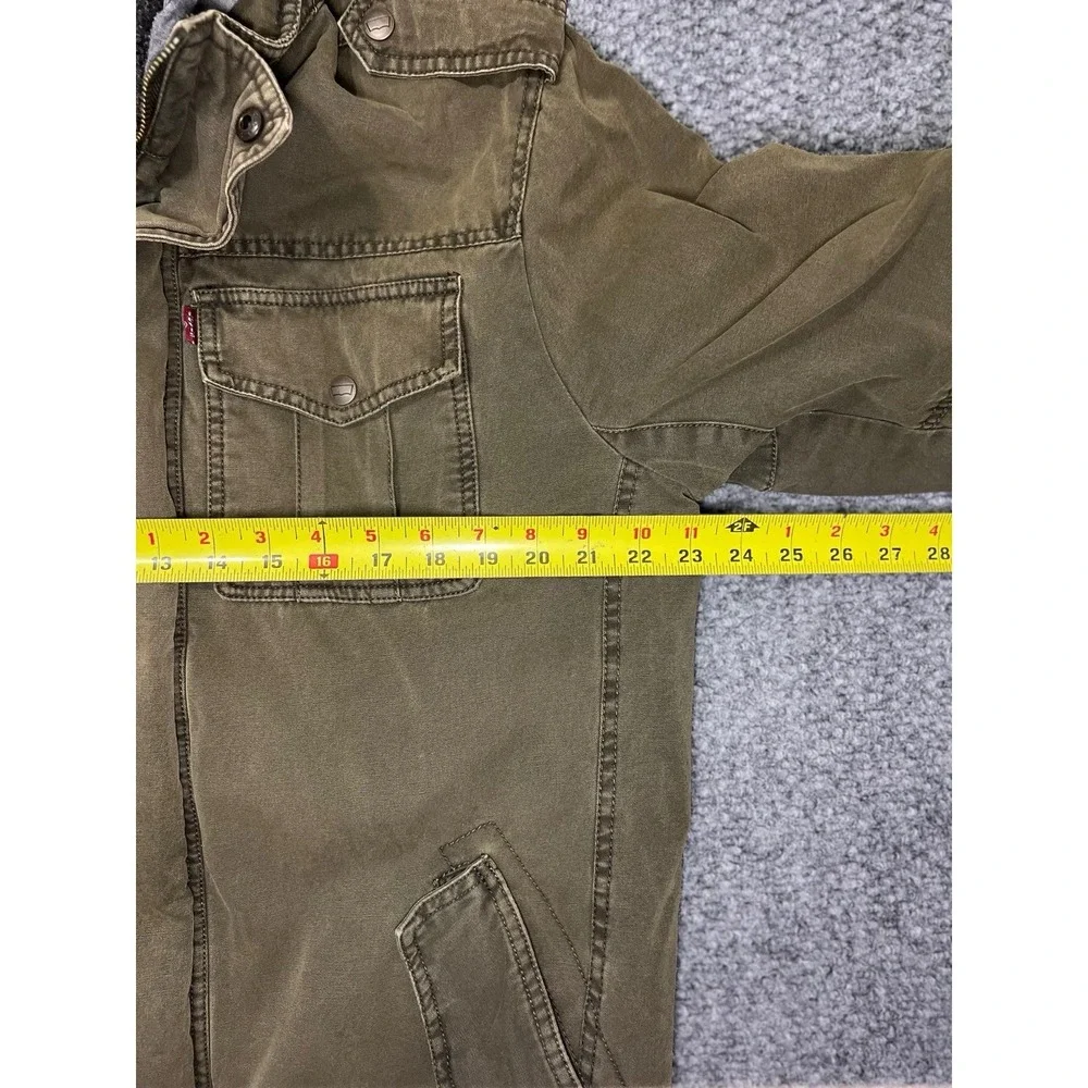 Levi's Olive Sherpa Lined Hooded Military Jacket Men's Size‎ L Full Zip